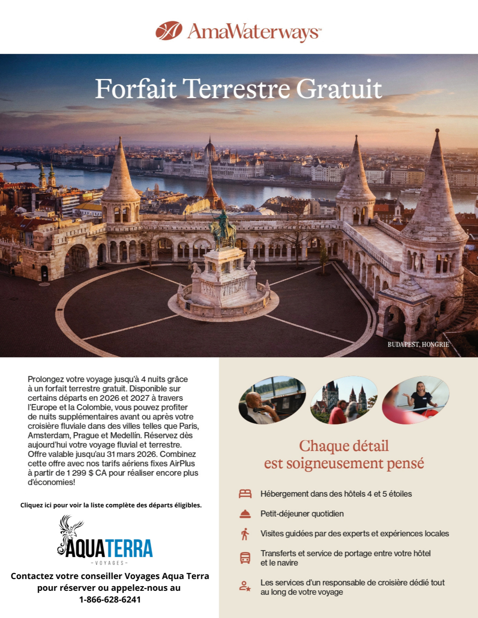 Promotion AmaWaterways Croisière Fluviale - Forfaits Terrestres Gratuits sur certains départs en 2026 et 2027 avec Partez en Voyage
