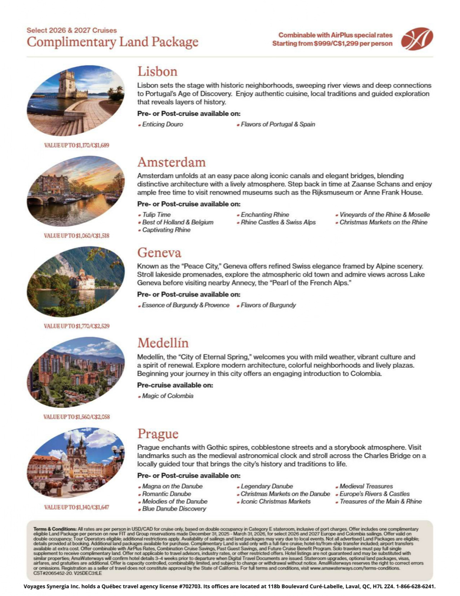 AmaWaterways River Cruise Promotion – Free Land Packages on select 2026 and 2027 departures with Partez en Voyage