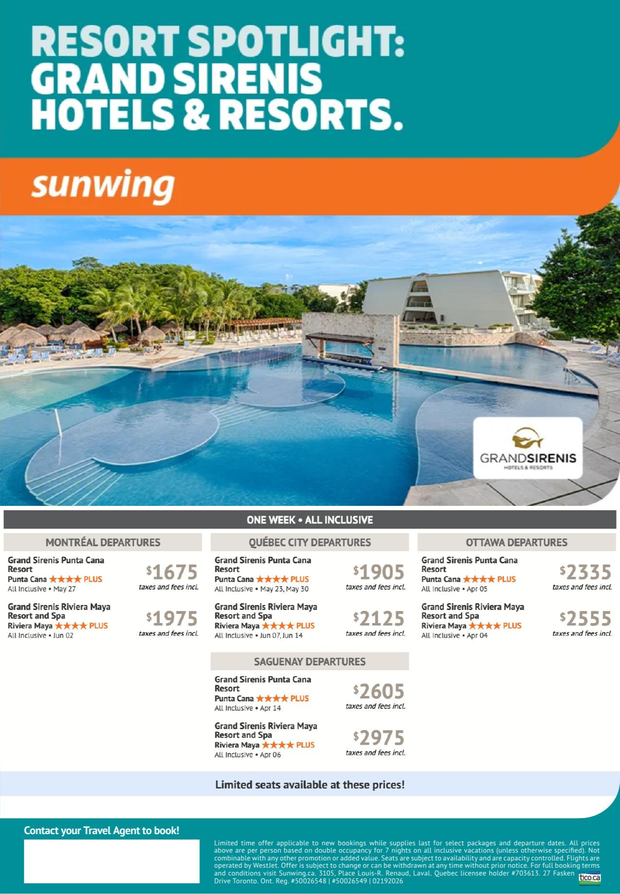 Sunwing vacation Resort Spotilight with Partez en Voyage : Grand Sirenis