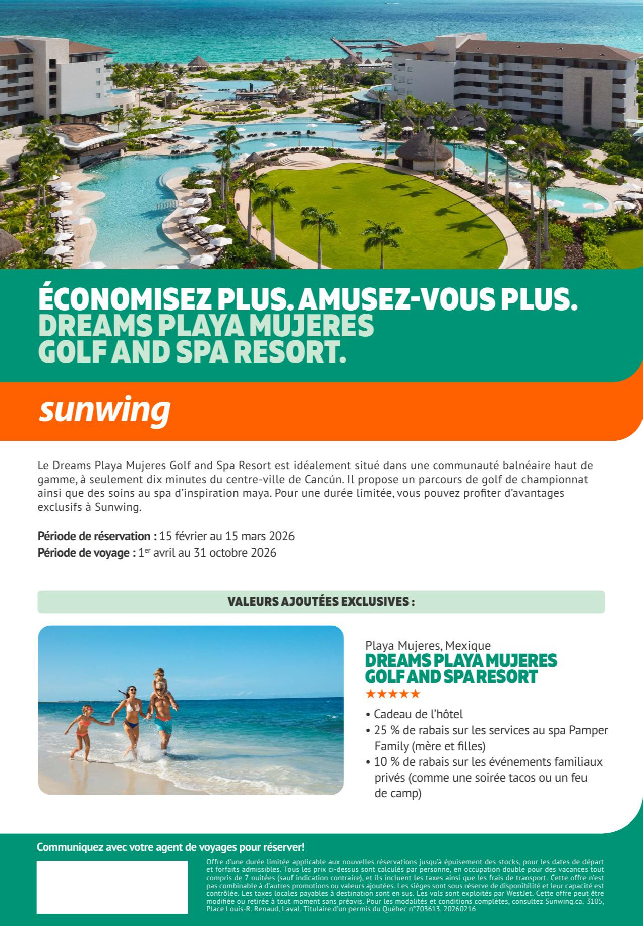 Promotion Vacance Sunwing Dreams Playa Mujeres avec Partez en Voyage