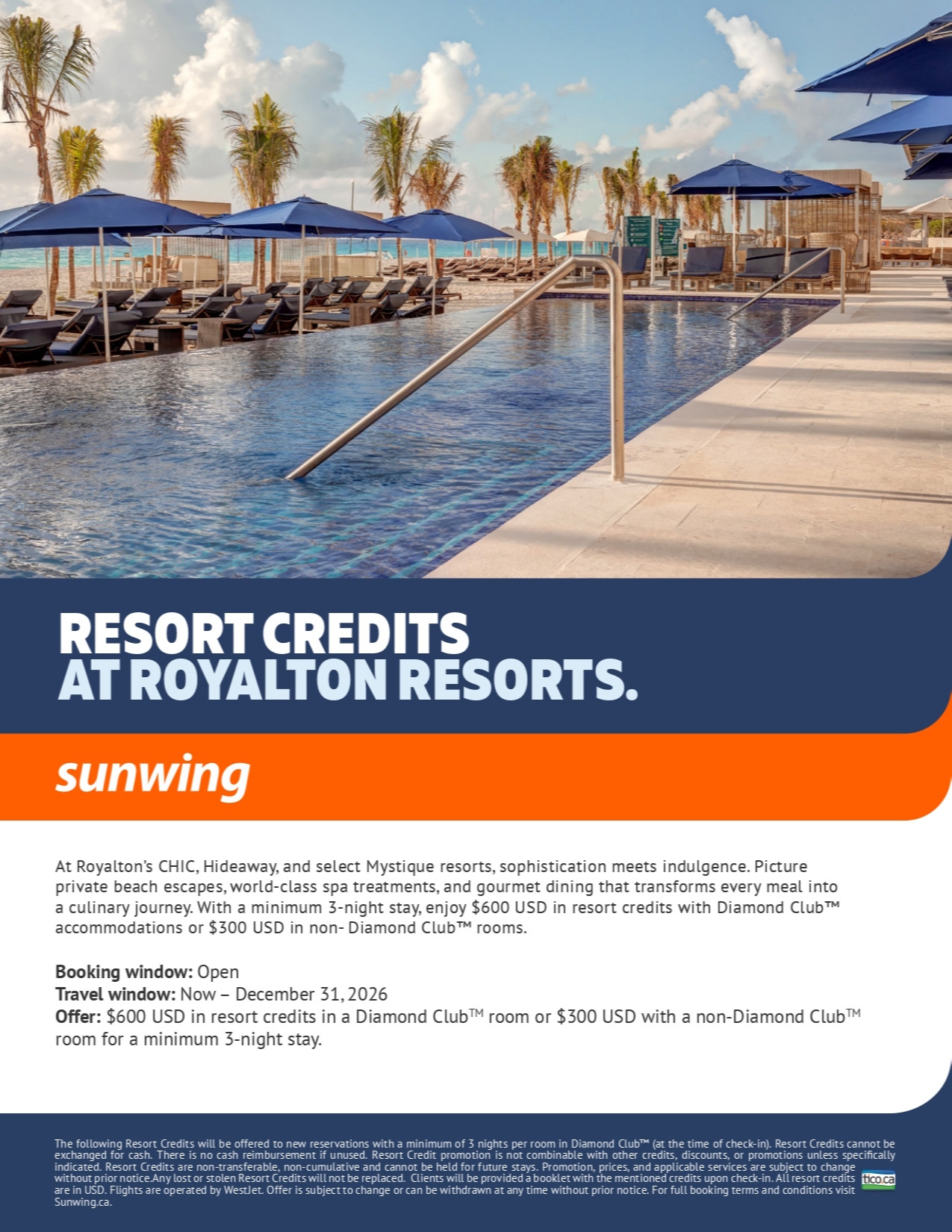 Sunwing Vacations Promotion Resort Credits at Royalton Resorts with Partez en Voyage